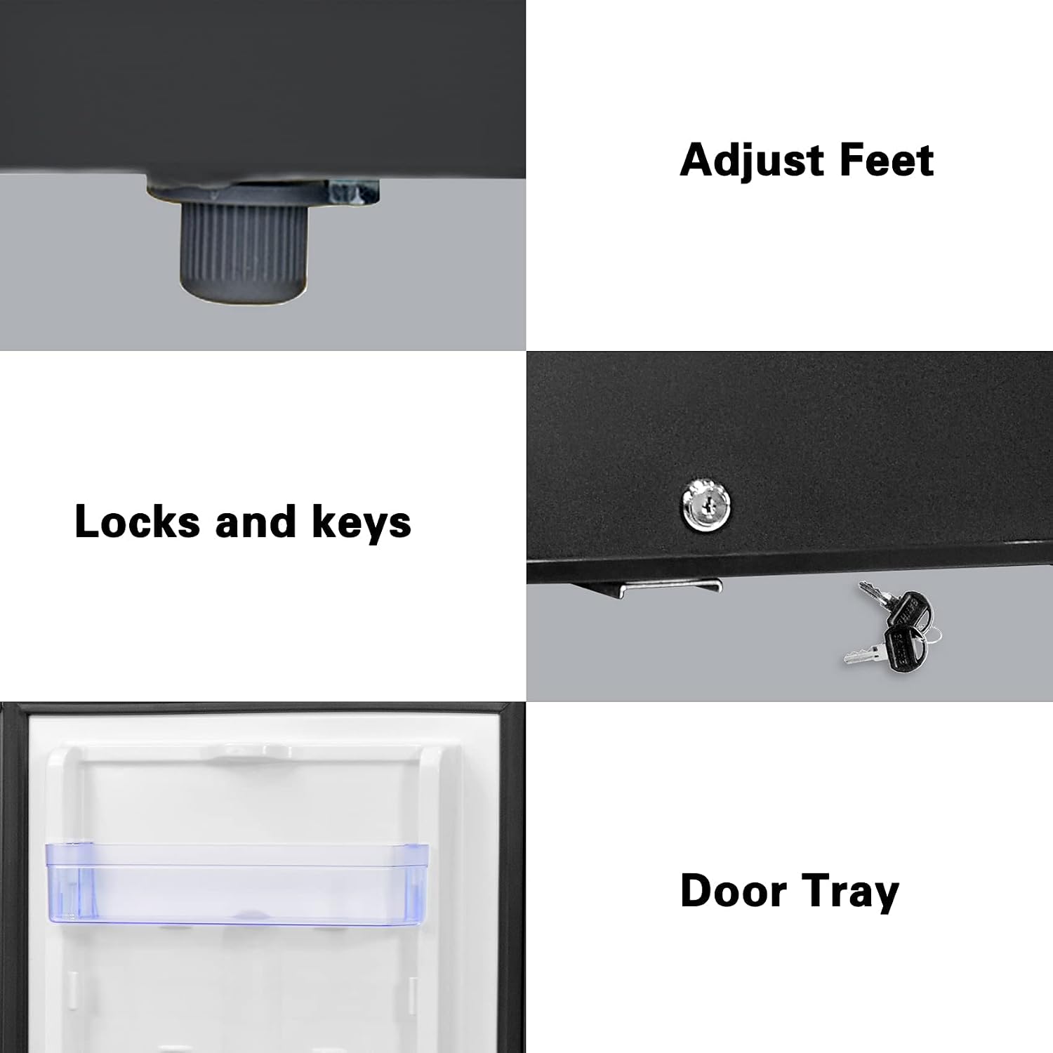 SMETA Mini Fridge 110V/12V DC Compact Refrigerator with Lock RV Truck Caravan Campervan Beverage Car Small Fridge with Lock, Reversible Door, Upright Deep Cooler Fridge 1.1 Cu.Ft