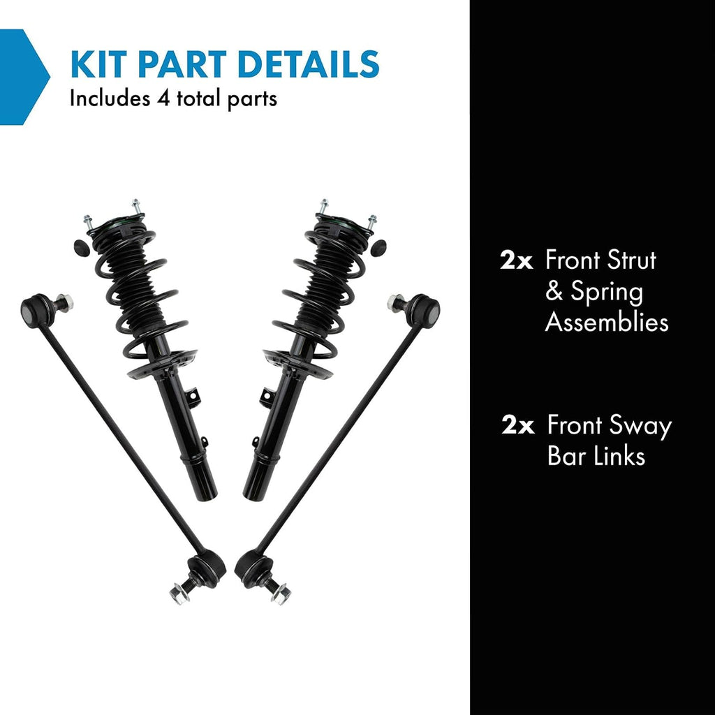 TRQ Front Suspension Kit Complete Strut & Coil Spring Assembly Sway Bar Stabilizer Link Compatible with 2018-2022 Honda Odyssey