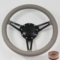 15' Classic Wrapped Steering Wheel 9 bolt with Horn Button-Lightgray