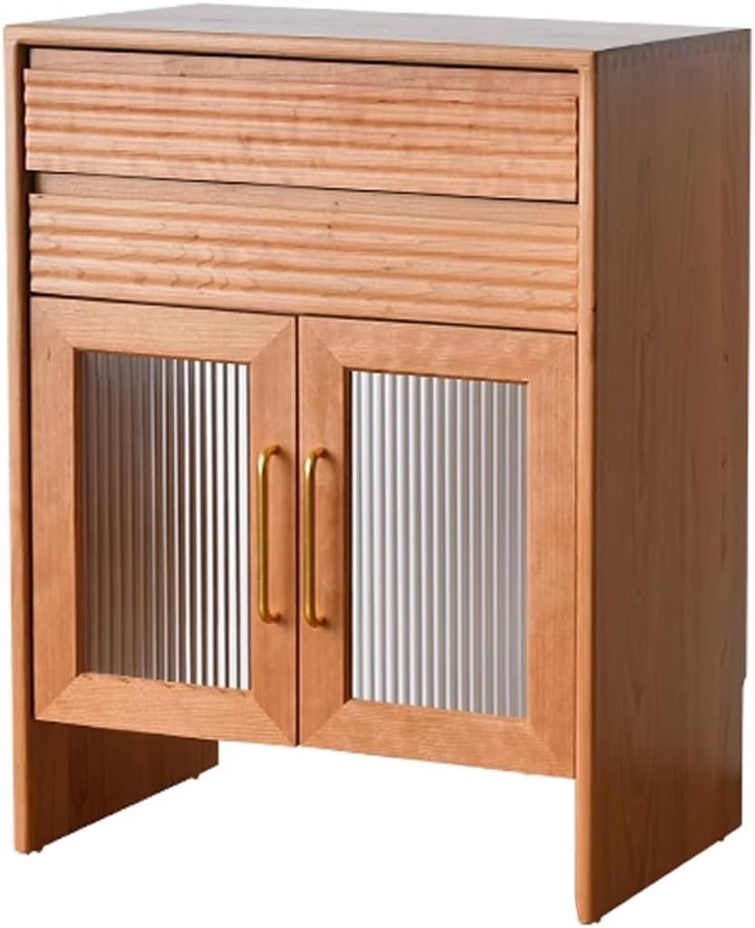 Small Storage Cabinet with Doors for Self Emptying Robot Vacuum Cleaner, Couch Side Table Swivel, Home Office Hidden Smart Sweeper Stand with 2 Drawers