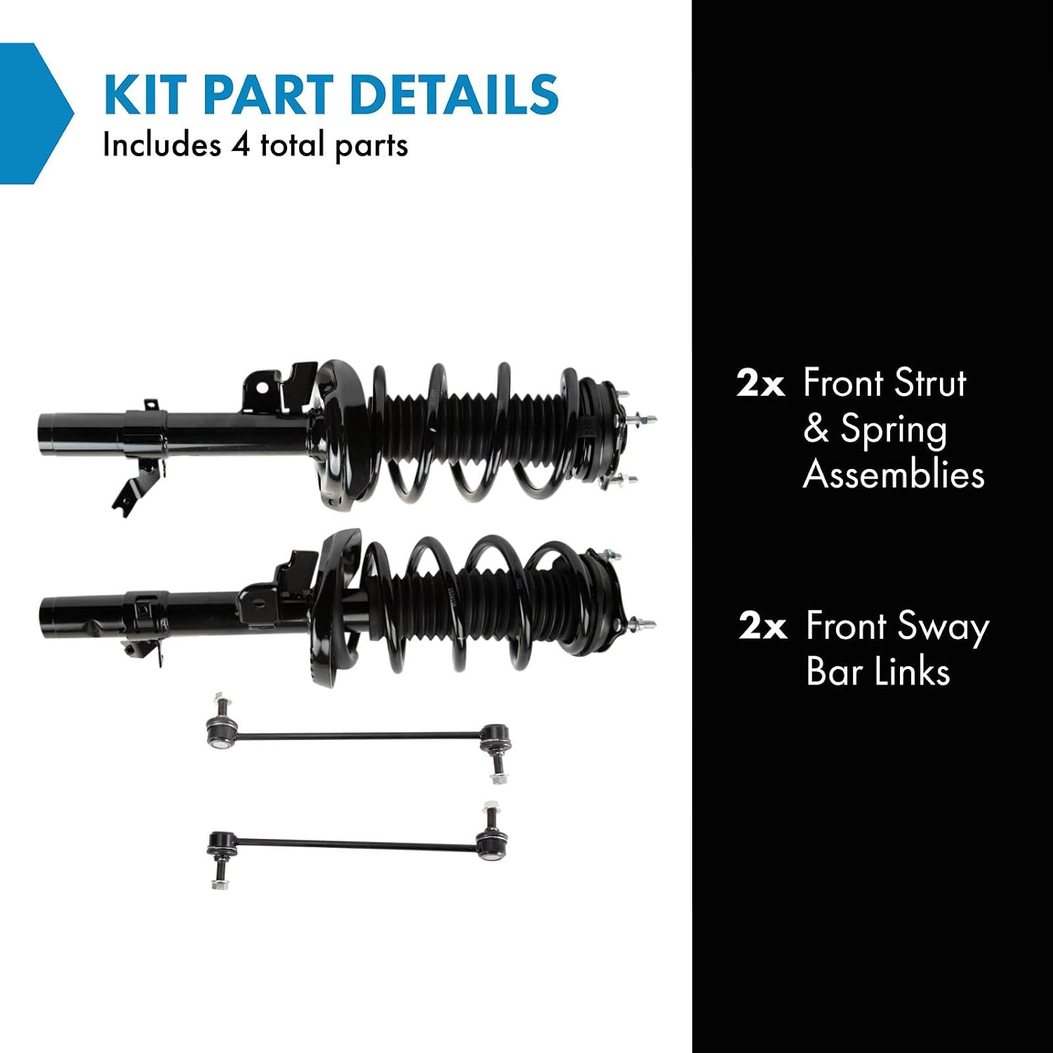 TRQ Front Suspension Kit Complete Strut & Coil Spring Assembly Sway Bar Stabilizer Link Compatible with 2017-2022 Honda Ridgeline