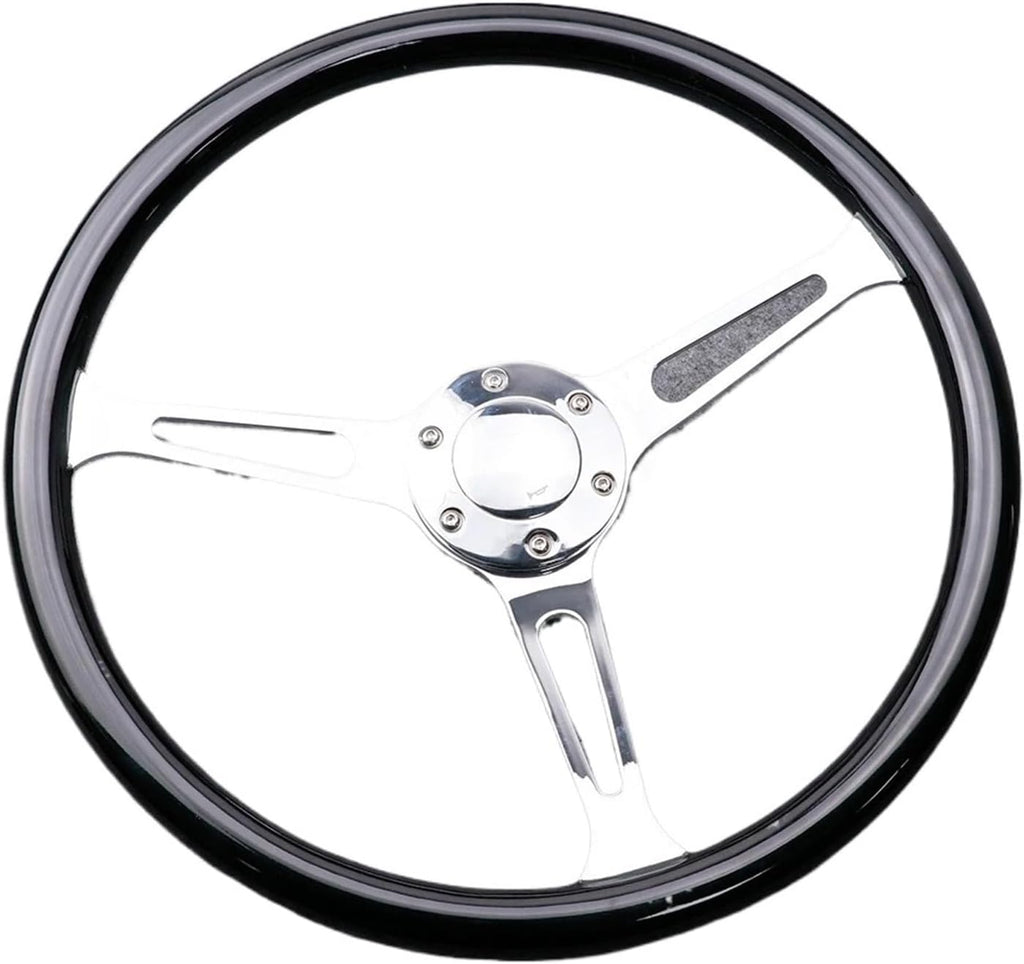 15Inch/380mm Solid Wood Steering Wheel Universal Sports Automobile Steering Wheel Car Accessories(Gold shelf)