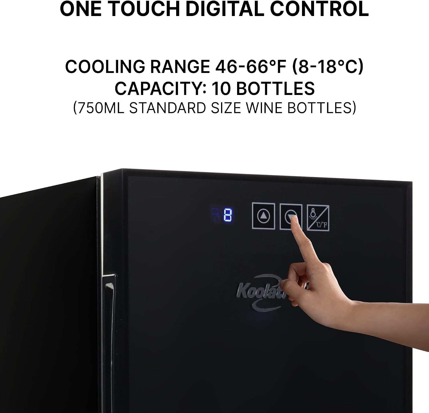 Koolatron Wine Fridge - Wine Cooler, 10 Bottle Wine Cabinet for Champagne, Red, White Wine, Thermoelectric Freestanding Celler For Bar, Home, Kitchen, Paned Glass Door