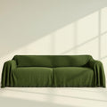 Cloud Like Sofa Cover%100 Pure Cotton, Green Couch Covers for 3 Seater Sofa, Sectional L Shape, U Shape, 4 Layered Natural Muslin Washable Boho Couch Cover (Green, 70x134/177x340cm)