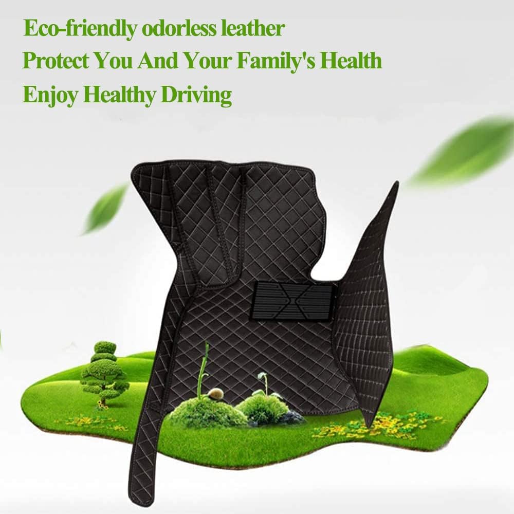 Compatible with Tesla Model Y 5-Seat 2020-2025 Floor Mats Weather Floor Liner Anti-Slip Design Interior (Black with Beige Stitching)