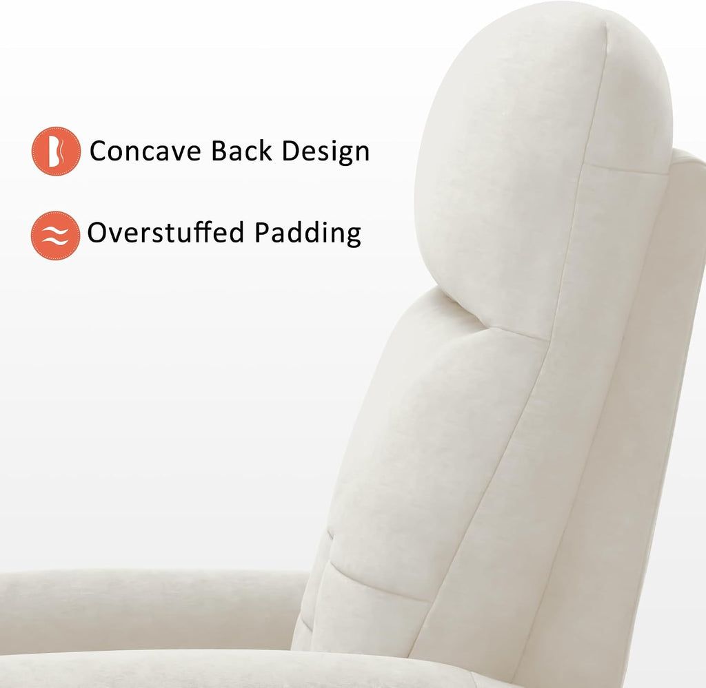 MCombo Power Swivel Glider Recliner Chair, Electric Rocker Recliner Chairs with USB Charging Ports for Living Room and Nursery, Fabric 7763 (Cream White)