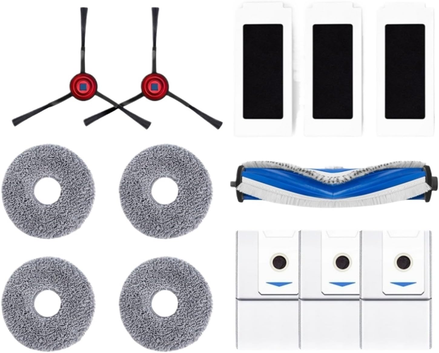 Vacuum Cleaner Accessories, Compatible for Ecovacs T30S Combo/Pro Spare Parts Kit, Main/Side Brush, HEPA Filter, Mop Rag, Dust Bag for Auto-Empty Dock & Multi-Surface Cleaning(Parts Pack 1)