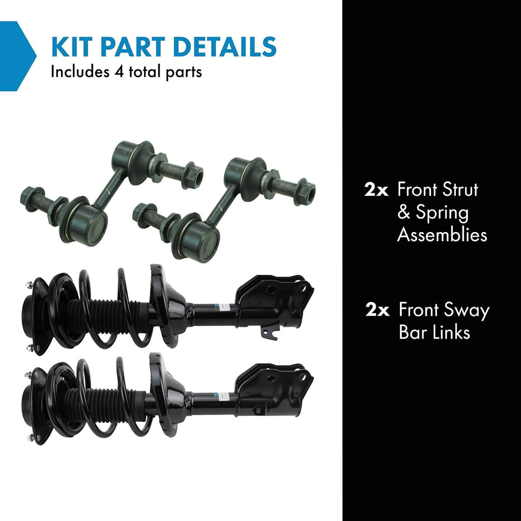 TRQ Front Suspension Kit Complete Strut & Coil Spring Assembly Sway Bar Stabilizer Link Compatible with 2017-2018 Subaru Forester