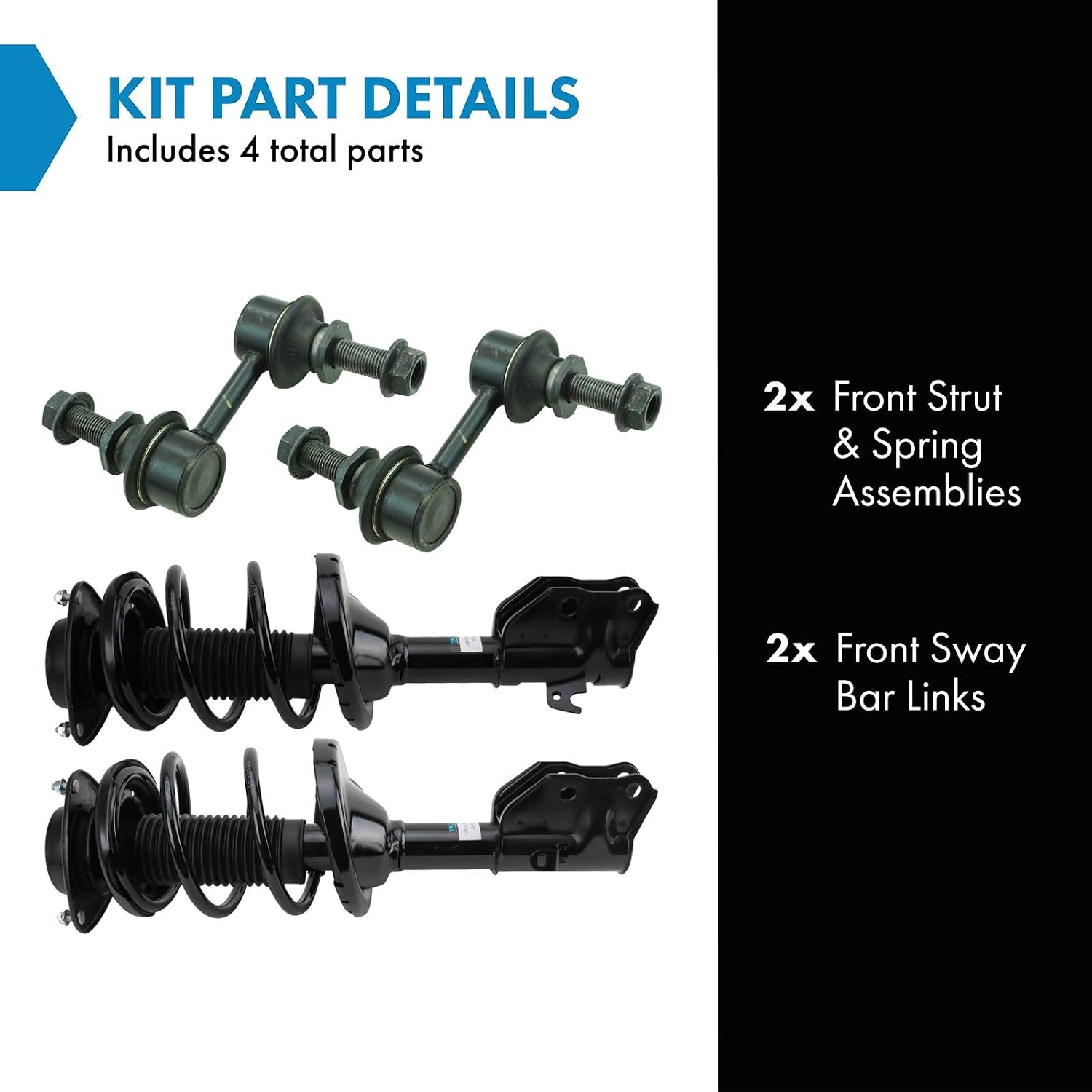 TRQ Front Suspension Kit Complete Strut & Coil Spring Assembly Sway Bar Stabilizer Link Compatible with 2017-2018 Subaru Forester