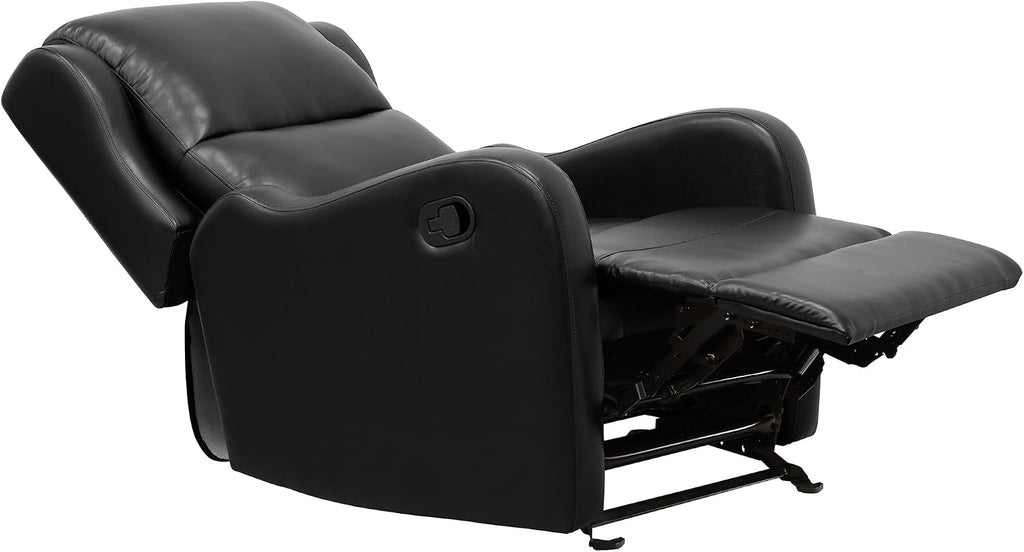 Lexicon Manual Glider Recliner Chair, Reclining Sofa Chair, Home Theater Seating, Manual Glider Recliner for Living Room/Office/Apartment, Easy Assembly, Black Faux Leather