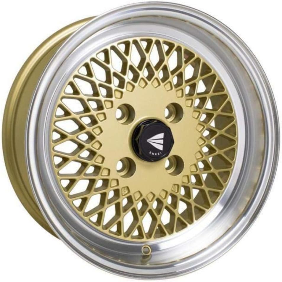 15x8 Enkei ENKEI92 (Gold w/ Machined Lip) Wheels/Rims 4x100 (465-580-4925GG)