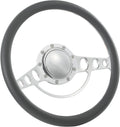 14'' Billet Half Wrap 9 Bolts Steering Wheel with 2'' Dish and Horn Button (Dark Grey)