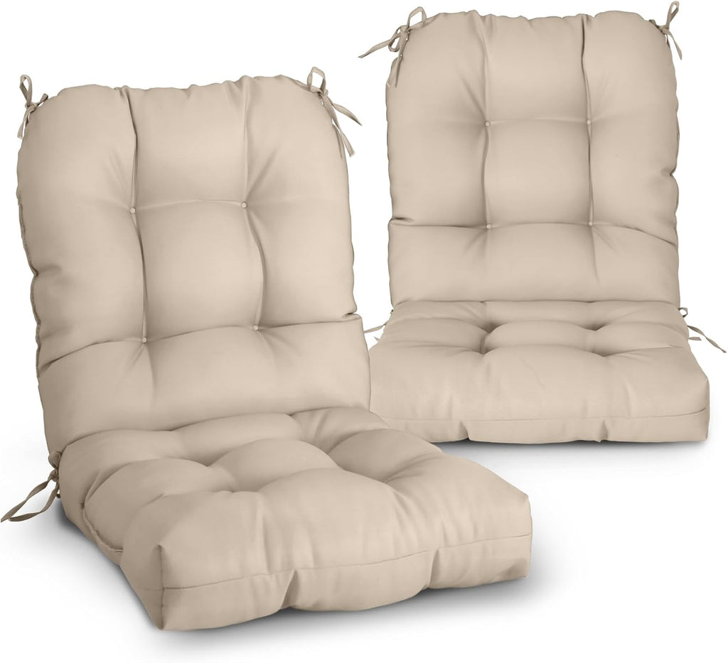EAGLE PEAK Tufted Outdoor/Indoor Seat/Back Chair Cushions, 2 Pack, 42'' x 21'', Beige