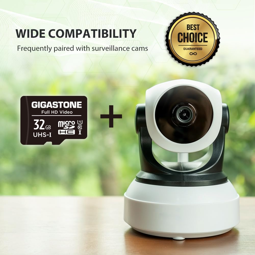 Gigastone 32GB Micro SD Card Full HD Video Surveillance Security Camera Action Camera Drone Micro SDHC UHS-I U1 C10 90MB/s (Pack of 10)