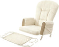 5PCS Glider Rocker Replacement Cushions with Storage Side Pockets, Thickened 3.5IN Seat & Supportive Striped Plush Rocking Chair Cushion Set with Ottoman Cover for Indoor Nursery, Beige