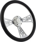 Flame Steering Wheel 5-bolt 14 Inch Aluminum with Black Wrap and Horn