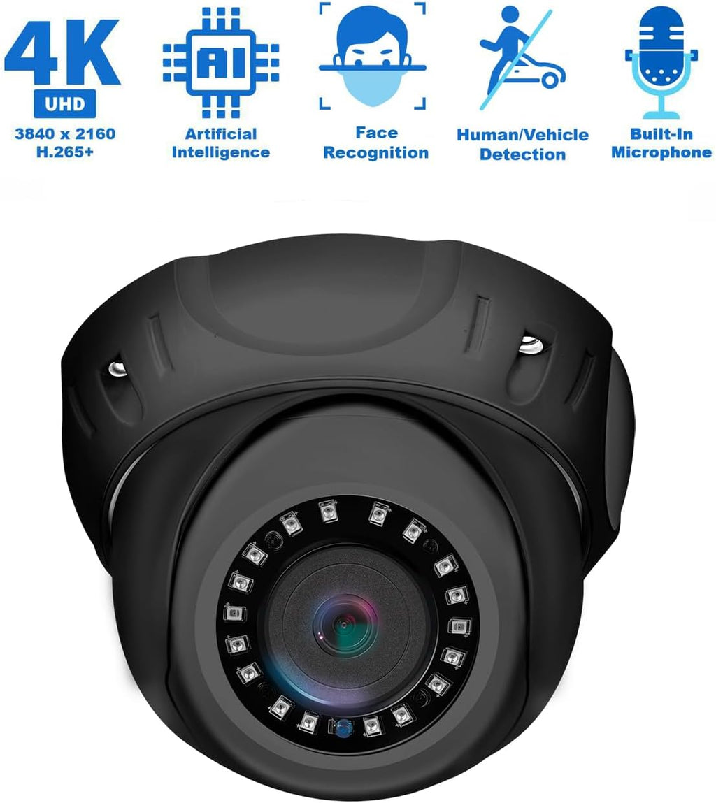 GW Security 32 Channel 12MP NVR 4K H.265+ AI Face Recognition & Human/Vehicle Detection Surveillance Security Camera System with 32 UltraHD 4K 8MP IP PoE Microphone Dome Security Cameras (Grey)