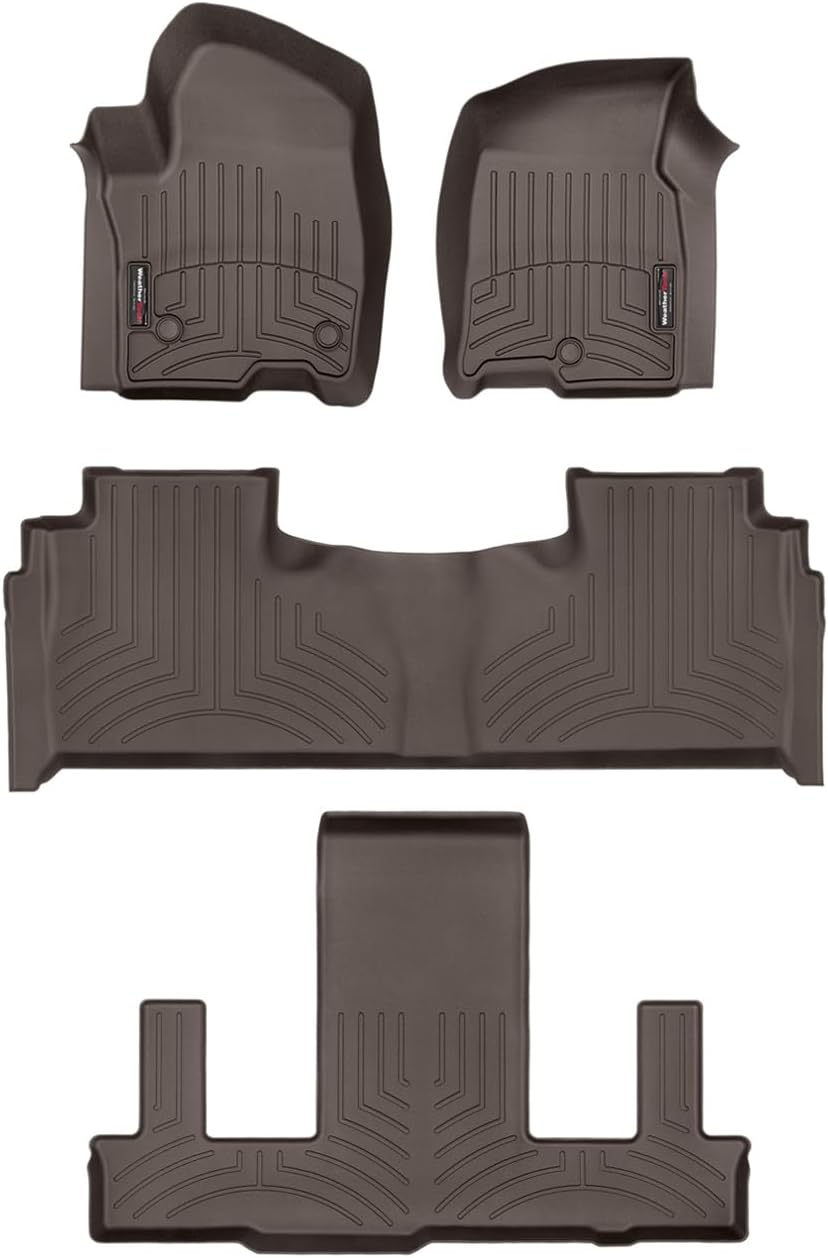 WeatherTech Custom Fit FloorLiners for Cadillac Escalade-V, Escalade, Tahoe - Full Set (471632-1-2-3), Cocoa