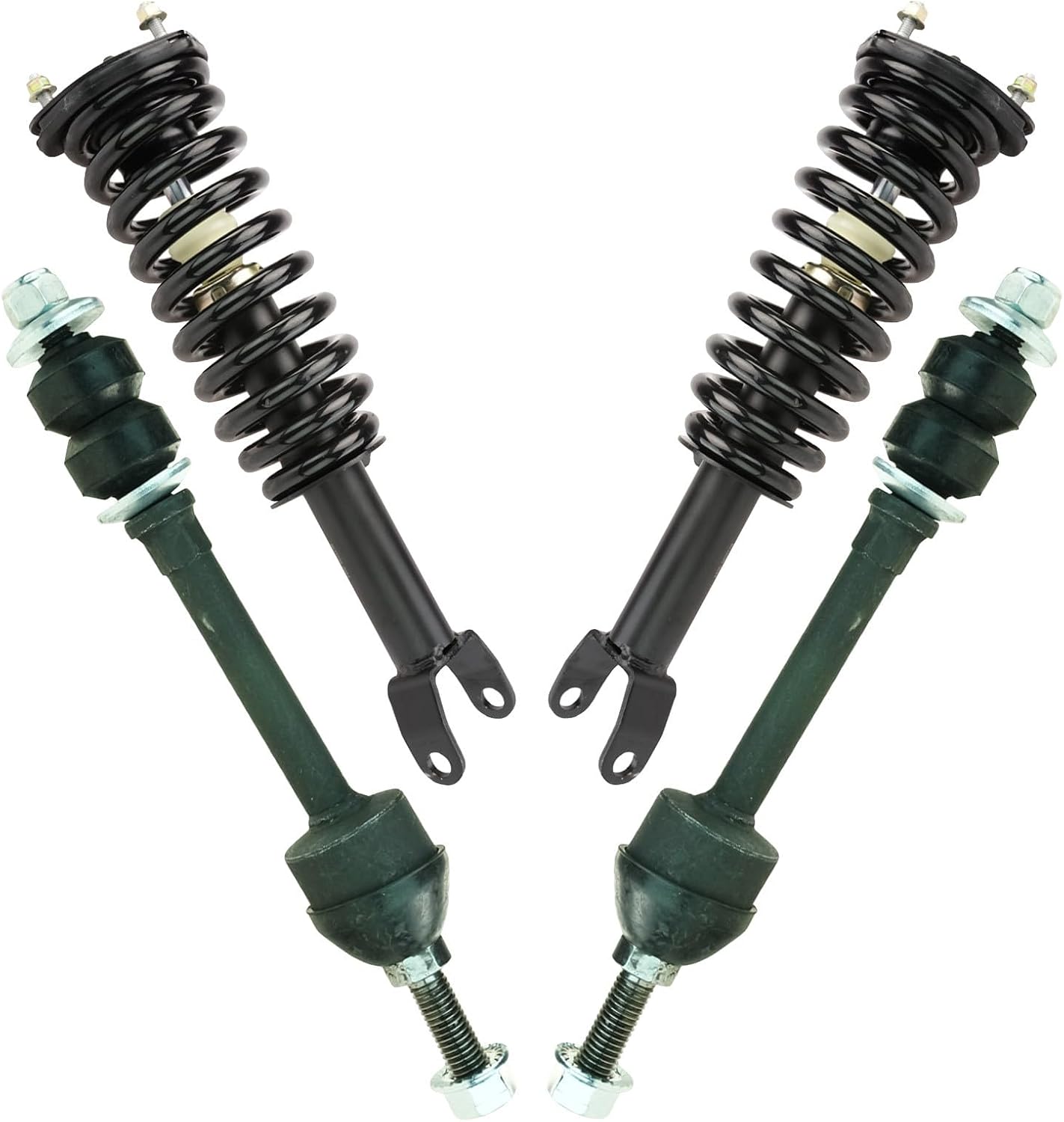 TRQ Front Suspension Kit Complete Strut & Coil Spring Assembly Sway Bar Stabilizer Link Compatible with 2005-2009 Dodge Dakota 2006-2009 Mitsubishi Raider