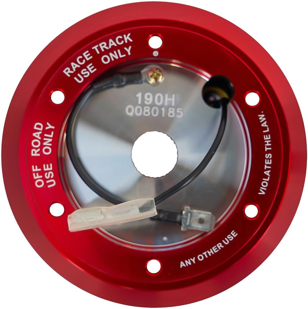 NRG Innovations Racing Style Steering Wheel Short Hub, Lockable Aluminum Steering Shaft, 6x70mm Bolt Pattern Quick Release Adapter Unit, Compatible For 86-99 Honda/Acura, Red, NRG-SRK-190H-RD