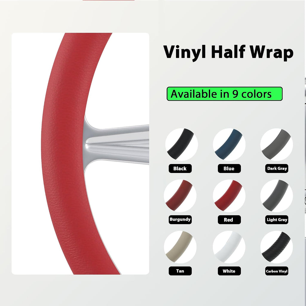 14' Satin Billet Steering Wheel with Half Wrap and Horn Button (Red)