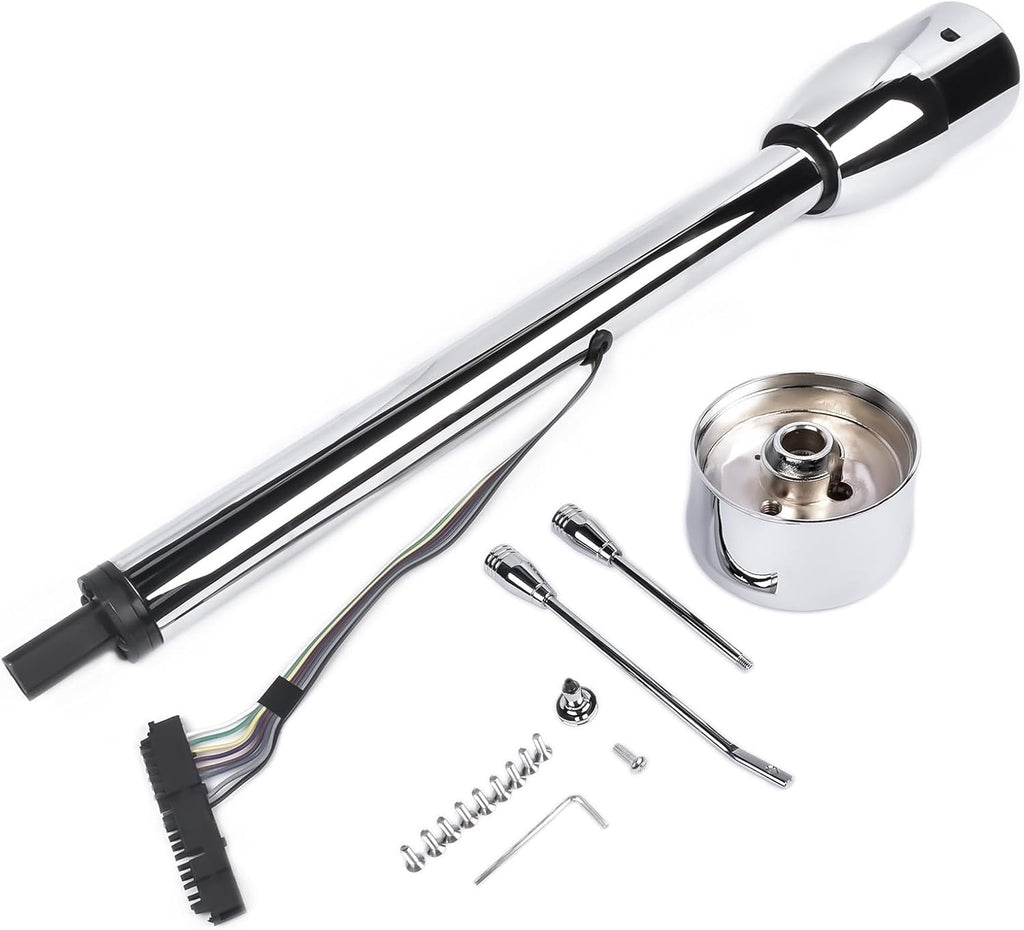 30' Chrome Tilt Street Rod Floor Shift Steering Column w/Wheel Adapter No Key Without Ignition Switch 9 Bolt Stainless Steel