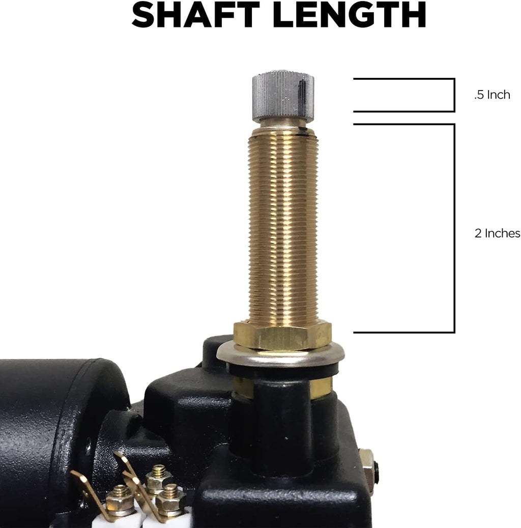 Windshield-Wiper Motor - 4R2.12.R110D Standard Replacement Motor Crosses with Wexco, WWF12C18 Series, Ongaro 30991, Grainger 2YPZ6 - 12V, 2.5' Shaft