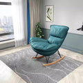 LITFAD Modern Rocking Chair Faux Leather Leisure Glider Chair Upholstered Rocking Seat Comfy Rest Reading Chair Water Resistant Nursery Chair for Living Room, Bedroom, Nursery-Green
