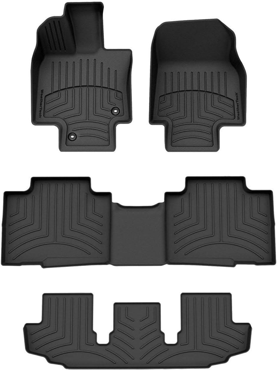 WeatherTech FloorLiner HP Custom Fit Floor Mats for Toyota Highlander Full Set (441609-1-2-3IM), Black