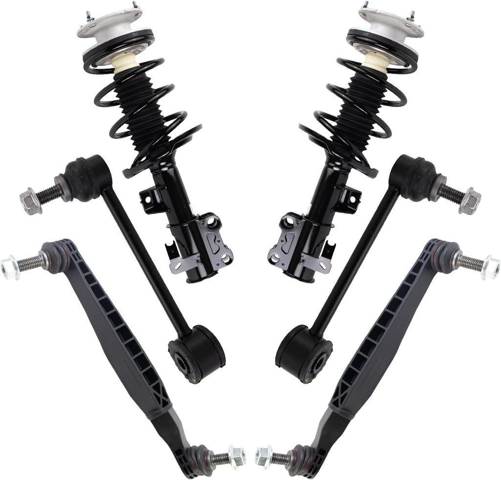 TRQ Front Suspension Kit Complete Strut & Coil Spring Assembly Sway Bar Stabilizer Link Compatible with 2013-2019 Cadillac ATS All Wheel Drive