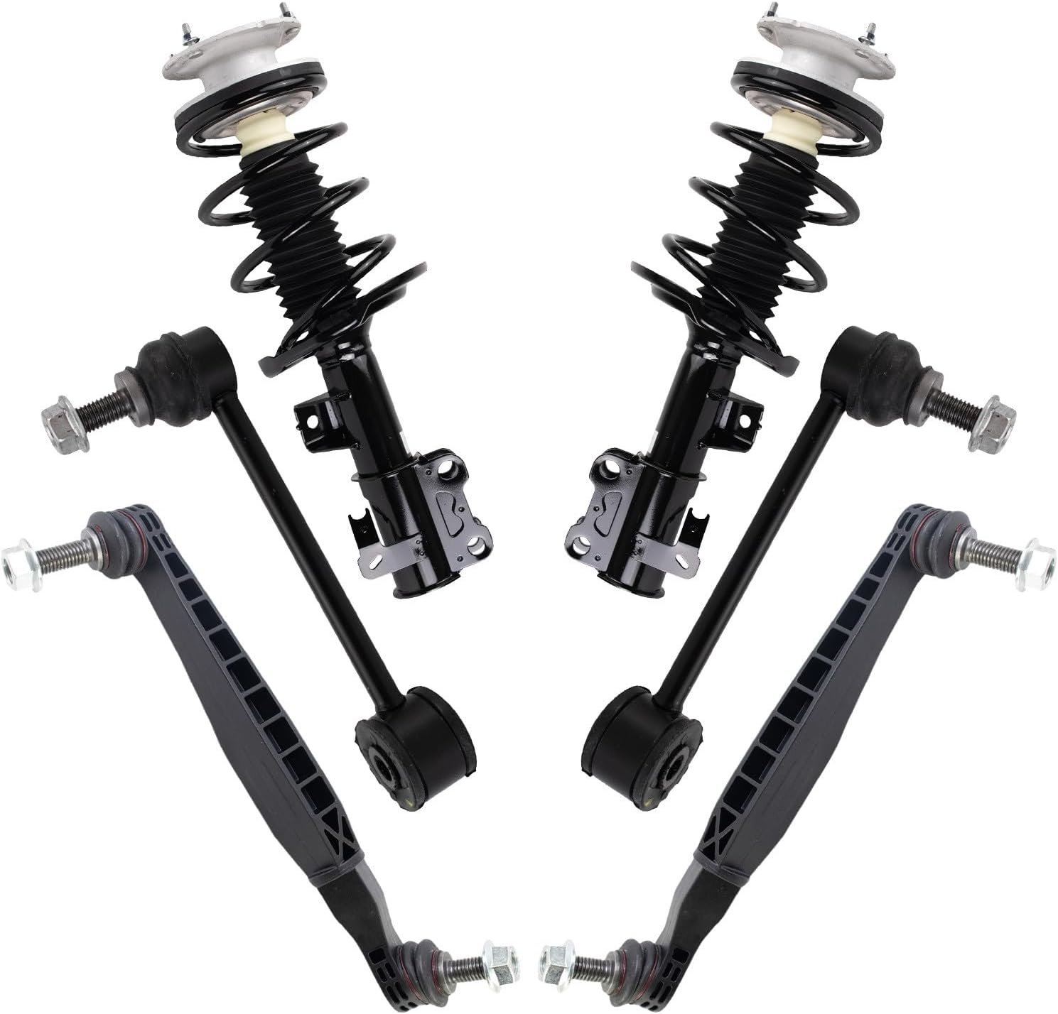 TRQ Front Suspension Kit Complete Strut & Coil Spring Assembly Sway Bar Stabilizer Link Compatible with 2013-2019 Cadillac ATS All Wheel Drive