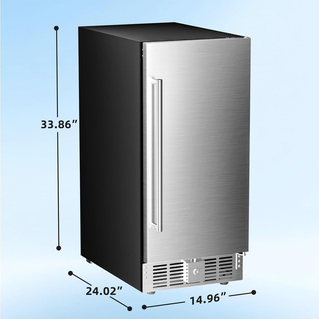 Antarctic Star 15 Inch Outdoor Beverage Refrigerator, 135 Can Stainless Steel Mini Fridge, Undercounter Built-in or Freestanding, Fast Cooling Low Noise Wine Cooler for Home Patio, 32-50°F