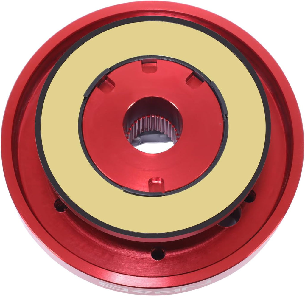 NRG Innovations Racing Style Steering Wheel Short Hub, Lockable Aluminum Steering Shaft, 6x70mm Bolt Pattern Quick Release Adapter Unit, For Toyota/Scion, Red, NRG-SRK-120H-RD