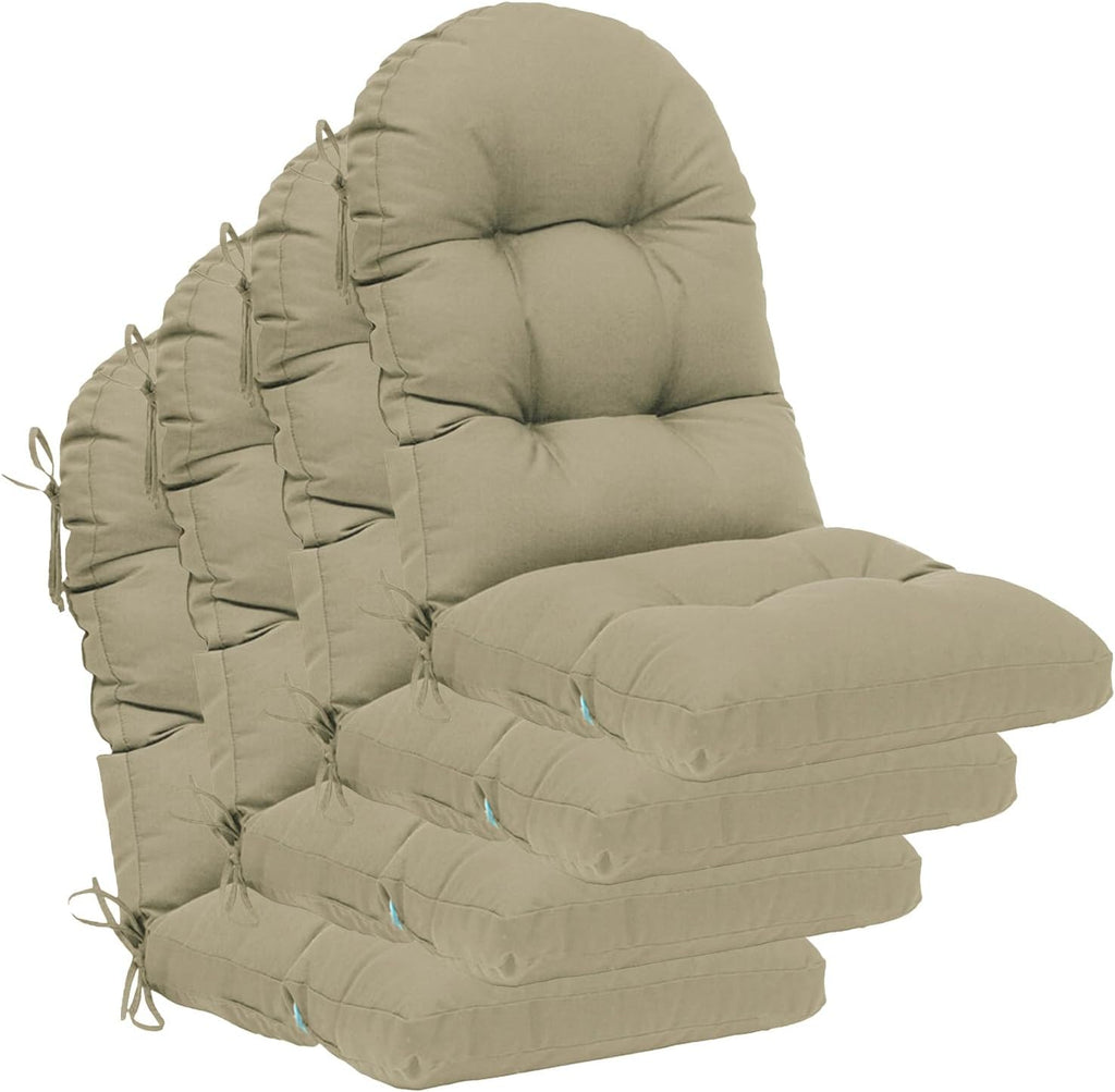 QILLOWAY Outdoor High Back Chair Cushion for Adirondack, All Weather Rocking Chair Cushions Thick Padded Replacement for Patio Furniture Set of 4,Beige