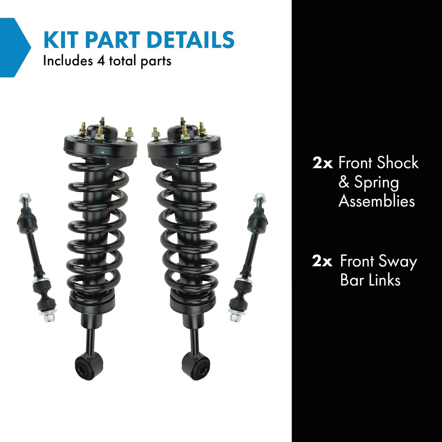 TRQ Front Suspension Kit Shock & Spring Strut Assembly Sway Bar Stabilizer Link Compatible with 2005-2008 Ford F-150 2006-2008 Lincoln Mark LT