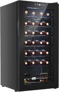 Bonnlo 28 Bottle Wine Cooler Refrigerator, Freestanding Compressor Wine Chiller, Beverage Wine Fridge with Digital Temperature Control & Double-layer Glass Door for Red White Wine, Champagne, Beer