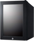 Summit Appliance LX114LRT1 BeautiFridge Compact Cosmetics Cooler with Mirror-Tinted Glass Door, Black; Digital Thermostat, Automatic Defrost, Factory Installed Lock, Bottle Shelf, Adjustable Shelves