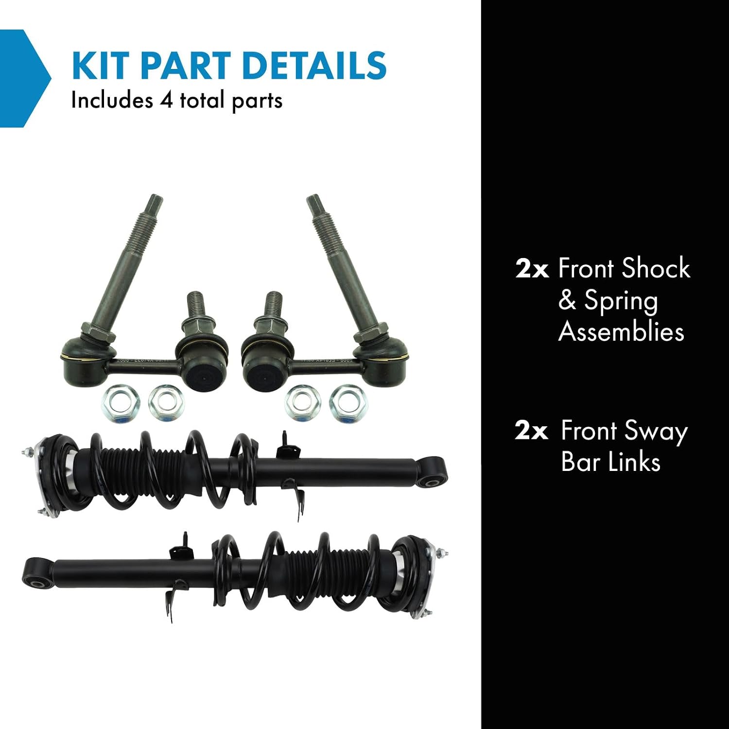 TRQ Front Suspension Kit Shock & Spring Strut Assembly Sway Bar Stabilizer Link Compatible with 2008-2012 INFINITI EX35 2013 EX37 2014-2017 QX50