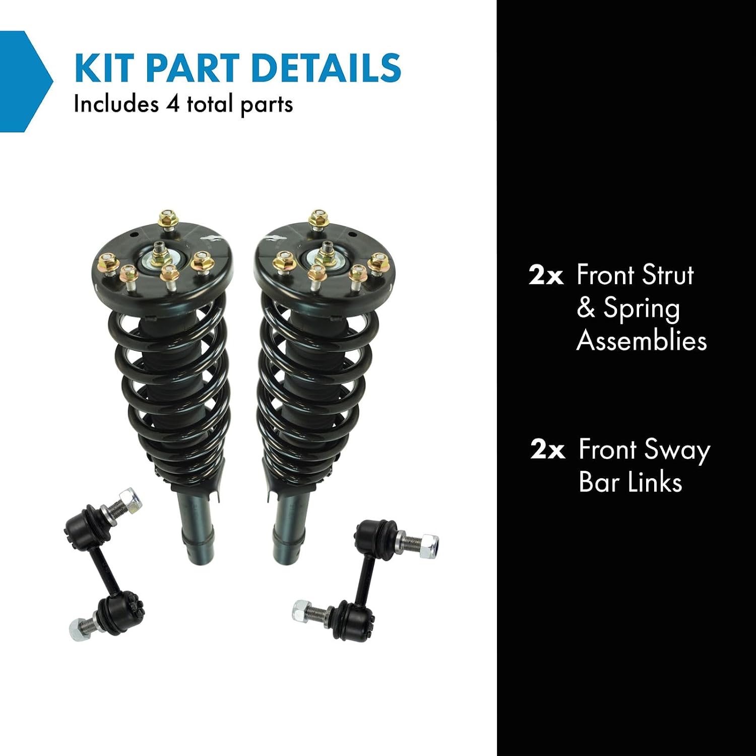 TRQ Front Suspension Kit Complete Strut & Coil Spring Assembly Sway Bar Stabilizer Link Compatible with 2009-2014 Acura TL