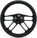 14' Billet Black Aluminum Muscle - Half Wrap 6 Hole Steering Wheel With Chevy Horn Button 4 Spoke