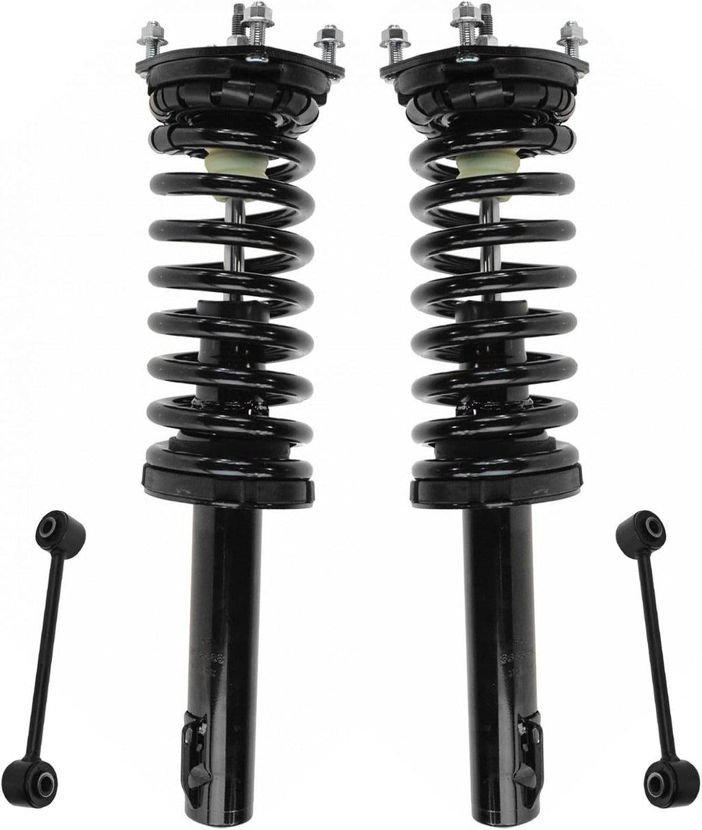 TRQ Front Suspension Kit Shock & Spring Strut Assembly Sway Bar Stabilizer Link Compatible with 2006-2010 Jeep Commander 2005-2010 Grand Cherokee