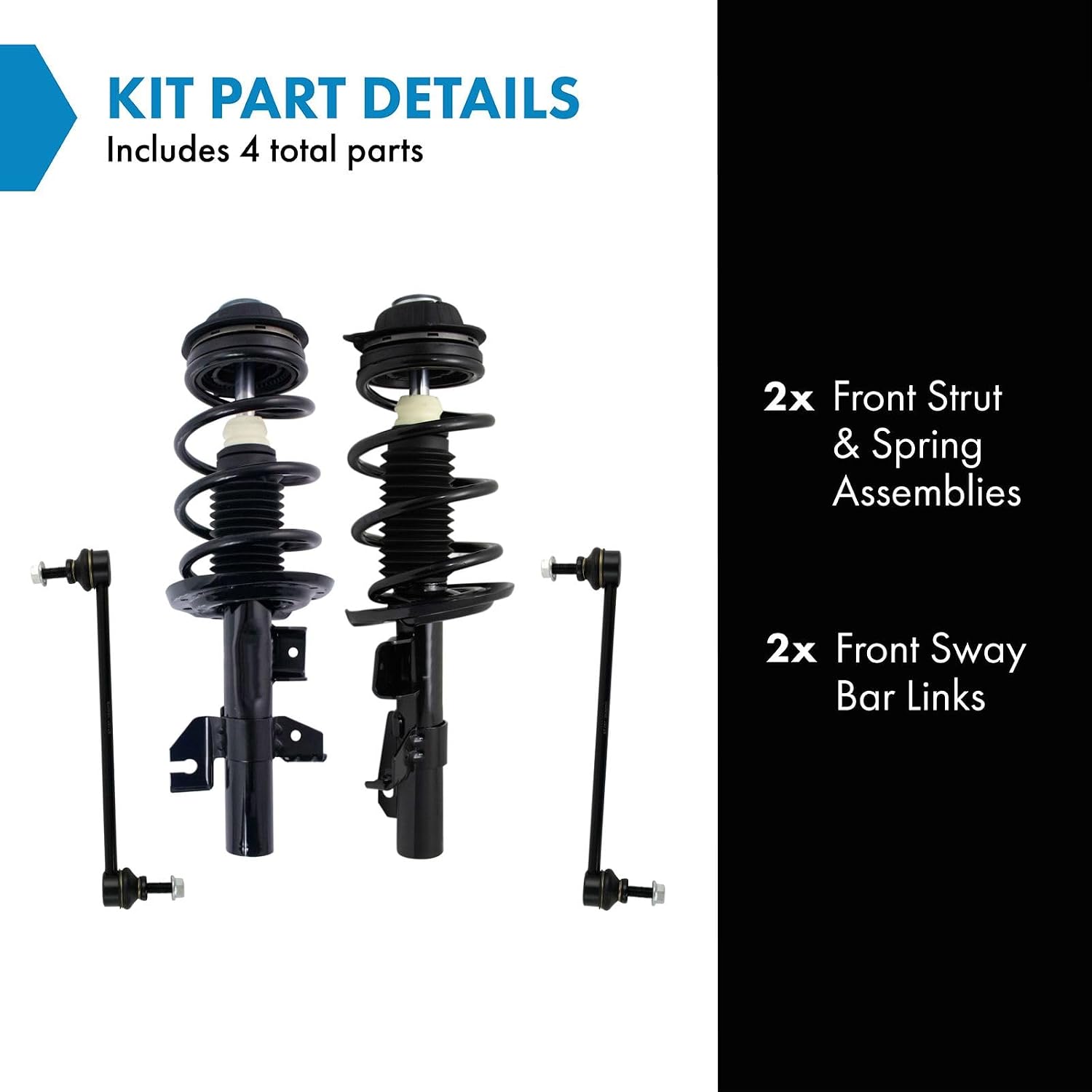 TRQ Front Suspension Kit Complete Strut & Coil Spring Assembly Sway Bar Stabilizer Link Compatible with 2013-2016 Dodge Dart