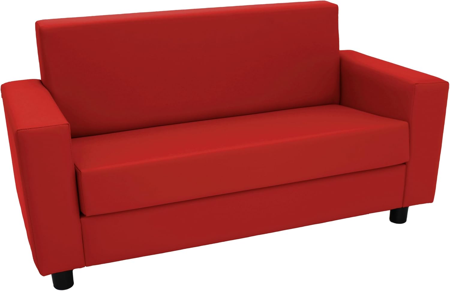 Factory Direct Partners SoftScape Inspired Playtime Classic Reading Sofa, Children's Commercial-Grade Upholstered Furniture for Home, Daycare, Preschool, Library Comfy Modern Design - Red, 14473-RD