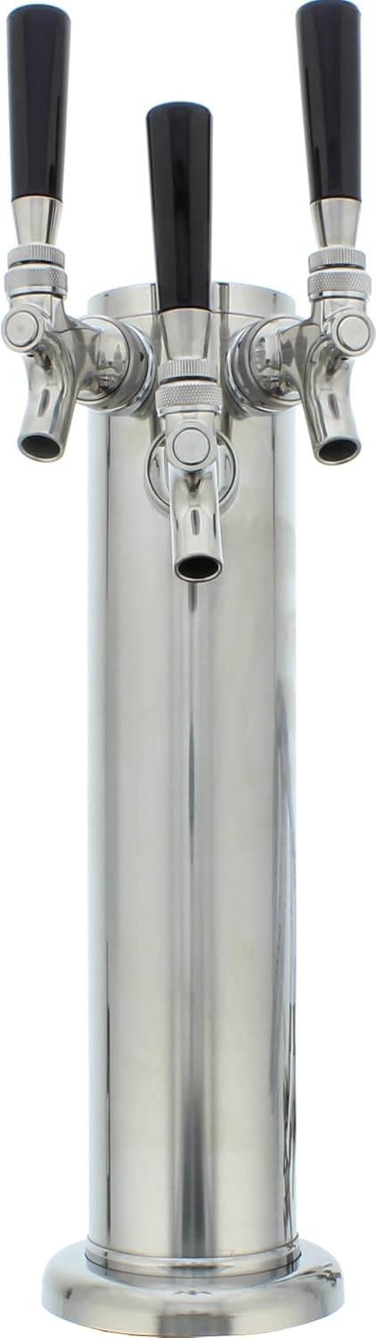 Zephyr Presrv™ Triple Tap Kit - Includes Three Taps, Stainless Steel Tower, 3 Beer Lines, Gas Line, Regulator, CO2 Tank and 3 D-style Keg Couplers - Designed to use with a Presrv™ kegerator