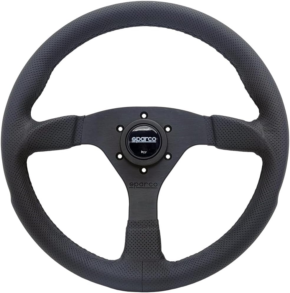 Sparco Steering Wheel, Race Air Leather Grip, Aluminum Frame, 6-Bolt Universal Pattern. Drifting, Road racecars, BMW, Honda, Polaris RZR, UTV, SXS, Slingshot, Simulators, Made in Italy
