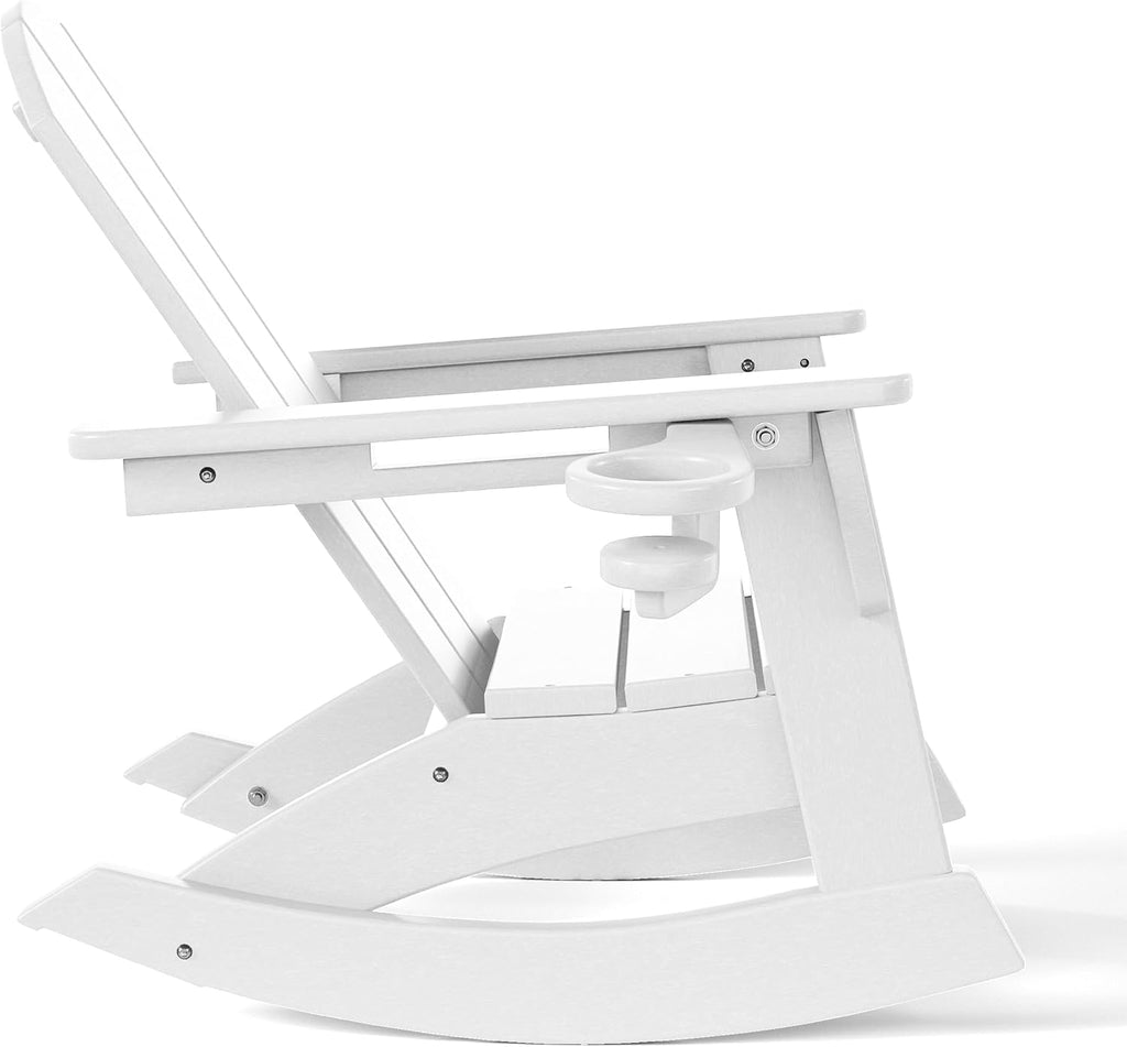 WestinTrends Malibu Outdoor HDPE Plastic Preschool Toddler Classic Adirondack Rocking Chairs (Set of 2), White