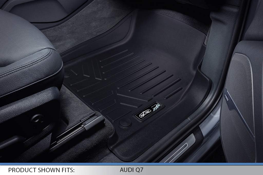 MAXLINER Floor Mats 2 Rows and Cargo Liner Behind 3rd Row Set Black for 2017-2018 Audi Q7 - All Models