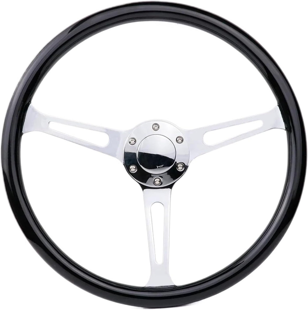 15Inch/380mm Solid Wood Steering Wheel Universal Sports Automobile Steering Wheel Car Accessories(Silver shelf)