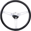 15Inch/380mm Solid Wood Steering Wheel Universal Sports Automobile Steering Wheel Car Accessories(Silver shelf)