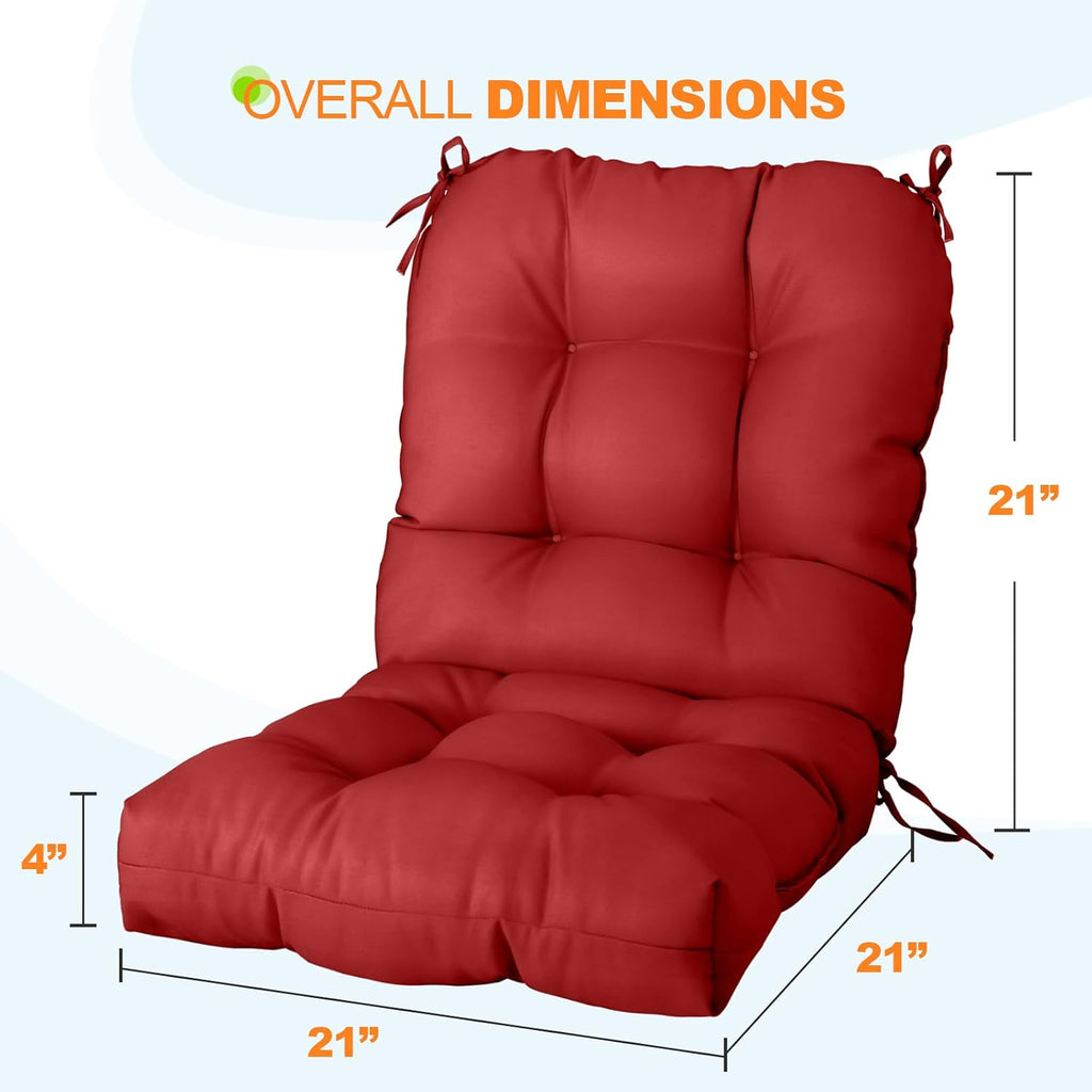 EAGLE PEAK Tufted Outdoor/Indoor Seat/Back Chair Cushions, 4 Pack, 42'' x 21'', Red